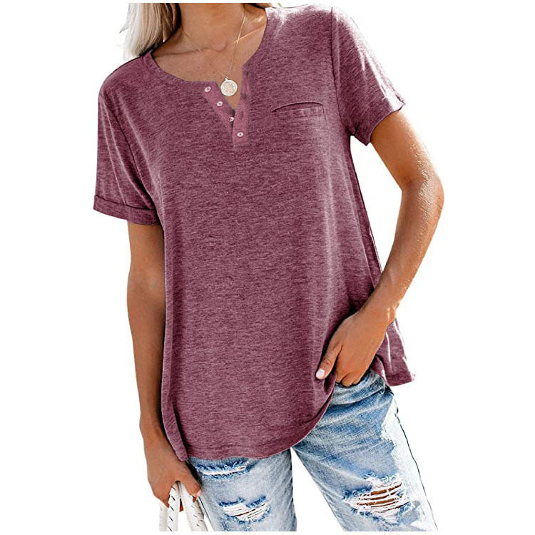 🔥Clearance Sale💖Fashion Solid Color Pocket Short Sleeve T-Shirt