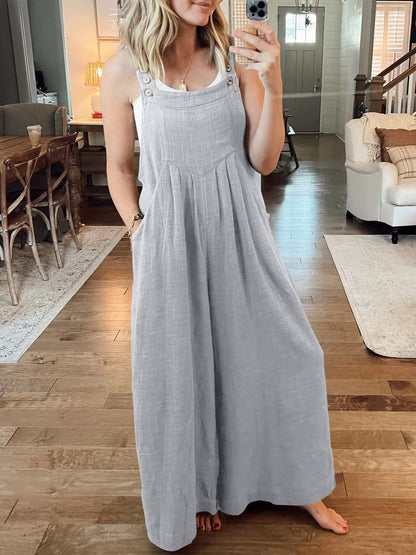 SPRING SALE-PLUS SIZE WIDE LEG OVERALLS JUMPSUIT