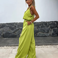 🏝️Summer Sale-50% Off💖Women's Sleeveless Wide Leg Jumpsuit
