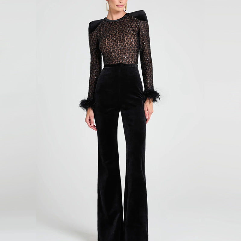 🔥2025 Hot Sale - 49% OFF💃Women’s Belted Flare Jumpsuit with Long Sleeves