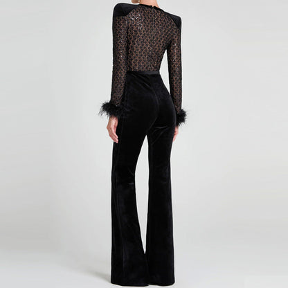 🔥2025 Hot Sale - 49% OFF💃Women’s Belted Flare Jumpsuit with Long Sleeves