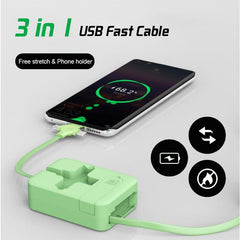 🔥Hot Sale 49% Off🔥3-in-1 (Micro USB+Type-C+Lightning) Data Cable Phone Stand