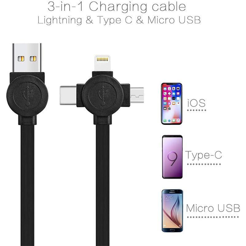 🔥Hot Sale 49% Off🔥3-in-1 (Micro USB+Type-C+Lightning) Data Cable Phone Stand