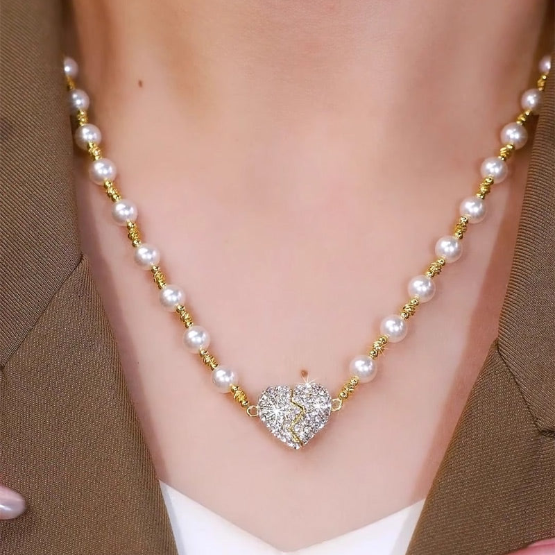 ✨New Arrival ✨💖Valentine's DayHot Sale 60% OFF🎀💎Magnetic Heart Pearl Necklace