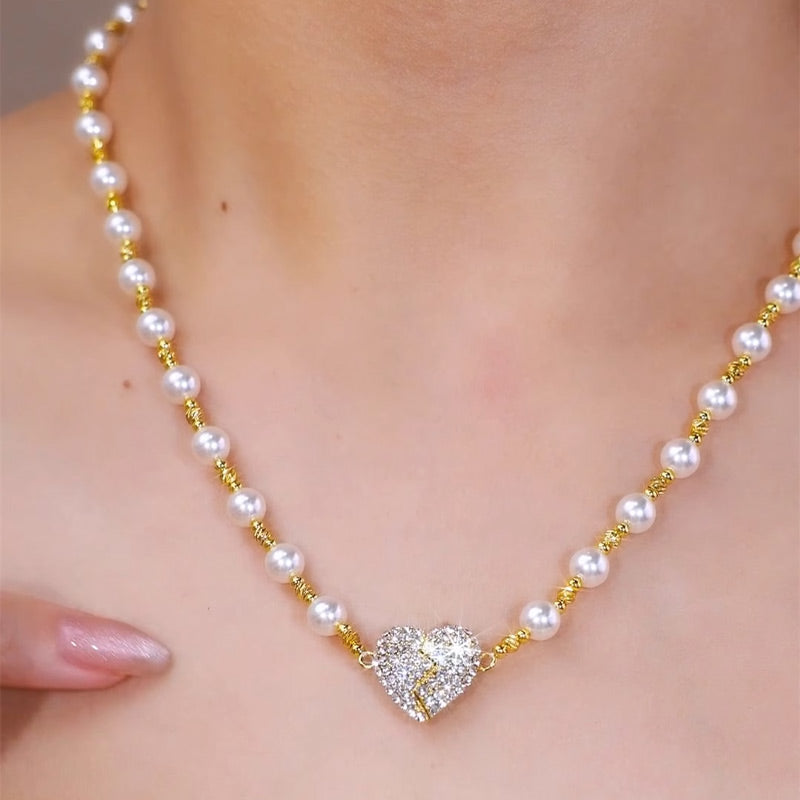 ✨New Arrival ✨💖Valentine's DayHot Sale 60% OFF🎀💎Magnetic Heart Pearl Necklace