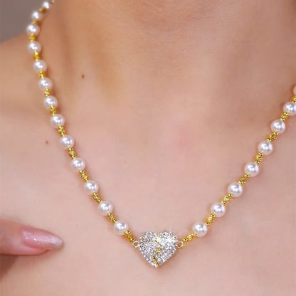 ✨New Arrival ✨💖Valentine's DayHot Sale 60% OFF🎀💎Magnetic Heart Pearl Necklace