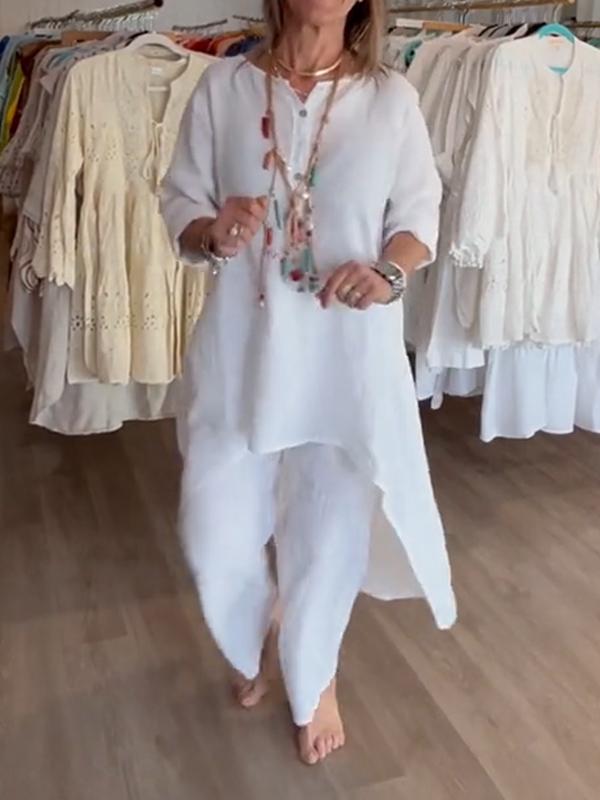 💕Hot Sale 49% OFF🌸 Women's Solid Color Linen Casual Suit