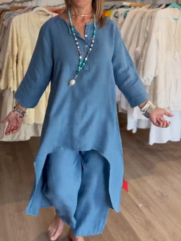 💕Hot Sale 49% OFF🌸 Women's Solid Color Linen Casual Suit