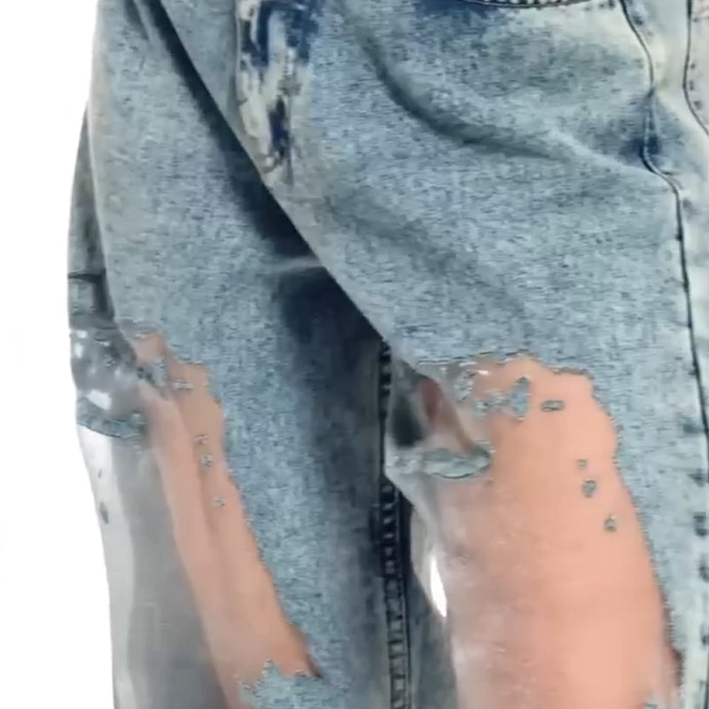 🌸NEW HOT SALE💥Women's Vintage Mesh Patchwork Printed Jeans👖