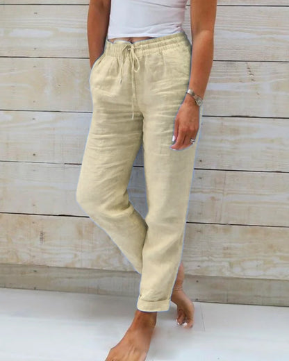 🌸LAST DAY SPECIAL PRICE!!🌸Women's  Elastic Waist Cotton Linen Casual Pants