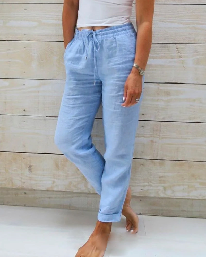 🌸LAST DAY SPECIAL PRICE!!🌸Women's  Elastic Waist Cotton Linen Casual Pants