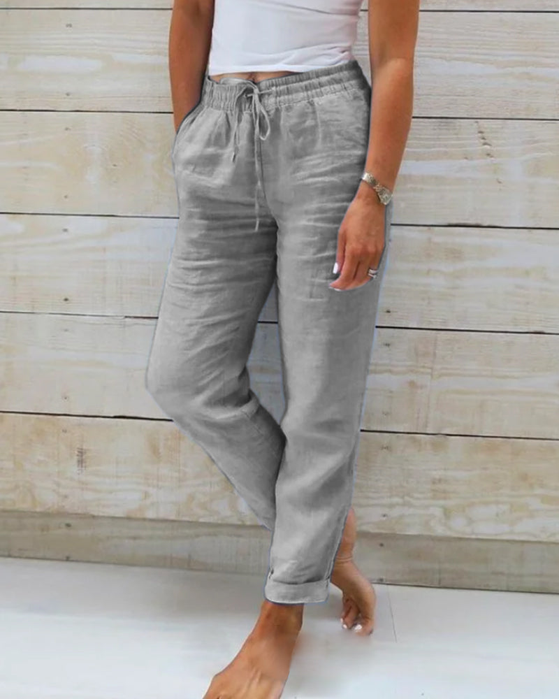 🌸LAST DAY SPECIAL PRICE!!🌸Women's  Elastic Waist Cotton Linen Casual Pants
