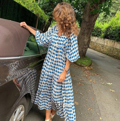 🌸Big price reduction🌸Women's Elegant Puff Sleeve Floral Boho Maxi Dress