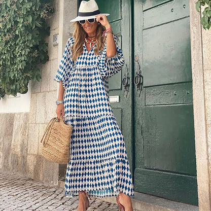 🌸Big price reduction🌸Women's Elegant Puff Sleeve Floral Boho Maxi Dress