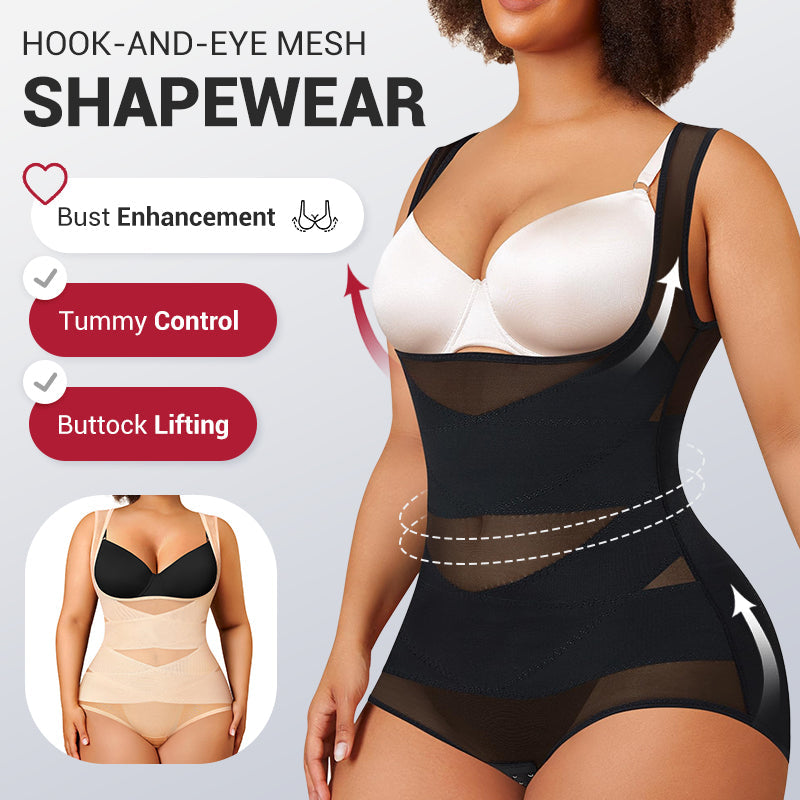 🔥LIMITED SALE 59% OFF!!🔥Hook-and-Eye Mesh Shapewear Bodysuit