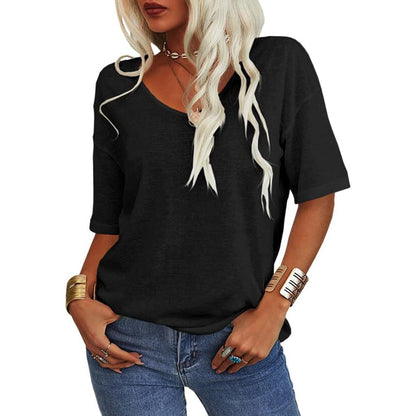 ⏳Time-Limited Special⏰Women's Solid Color V-Neck T-shirt