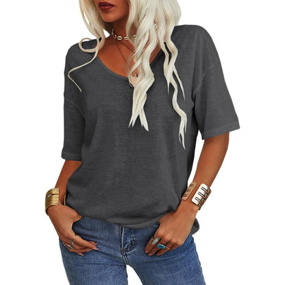 ⏳Time-Limited Special⏰Women's Solid Color V-Neck T-shirt