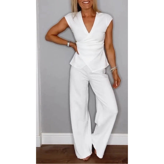 🎉 Last Day Promotion-49% OFF🔥💋Women's Elegant V-Neck Top & Pants Set