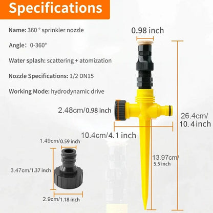 🏡BUY 2 GET 1 FREE✨360° Rotation Auto Irrigation System Garden Lawn Sprinkler Patio