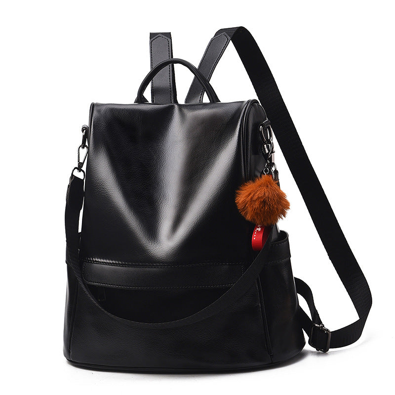 Women's Large Capacity Soft Leather Casual Backpack