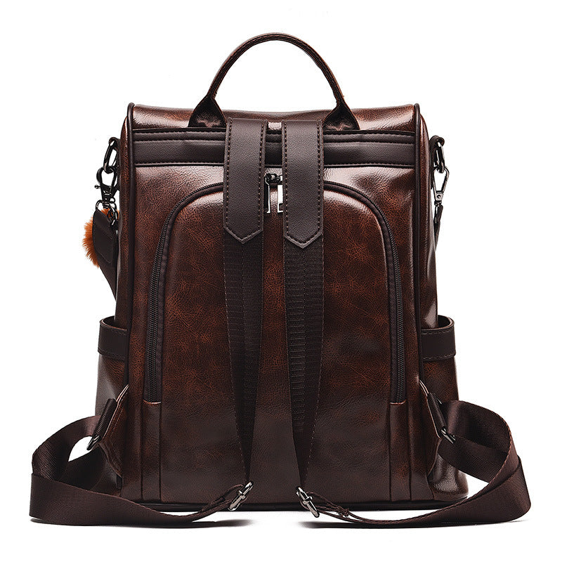 Women's Large Capacity Soft Leather Casual Backpack