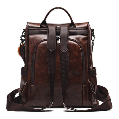 Women's Large Capacity Soft Leather Casual Backpack