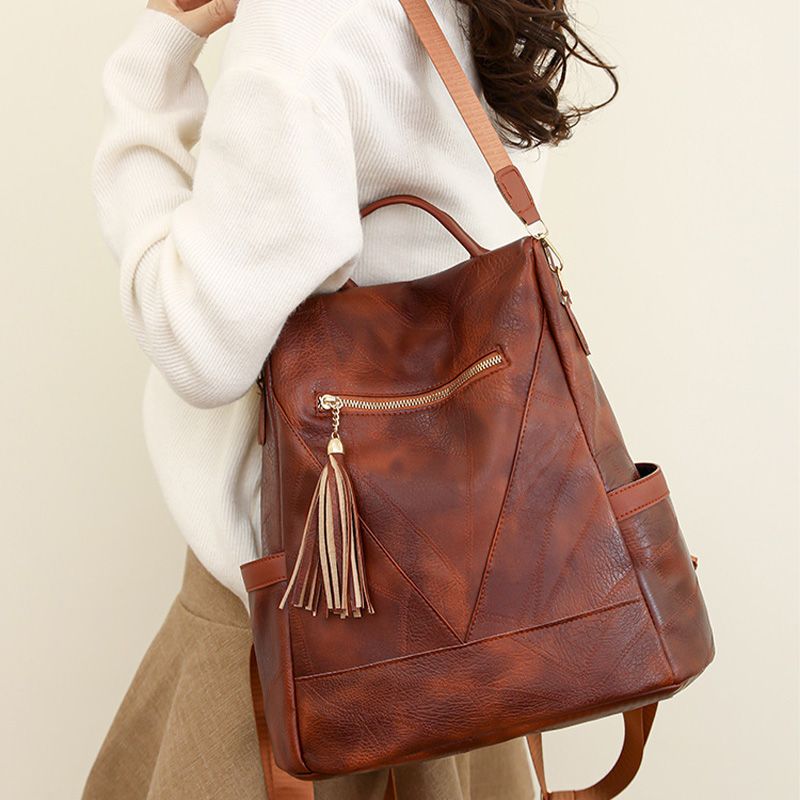 Nice Gift! Casual Soft Leather Shoulder Bag Backpack
