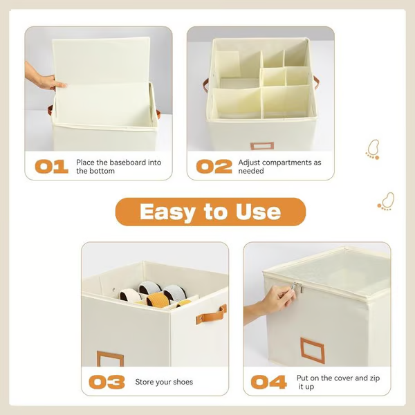 ⏰LIMITED TIME 49% OFF! 👟 Fabric Shoe Organizer Storage Box – Foldable, Large Capacity, Dustproof & Breathable for Closet & Bedroom 🧺✨