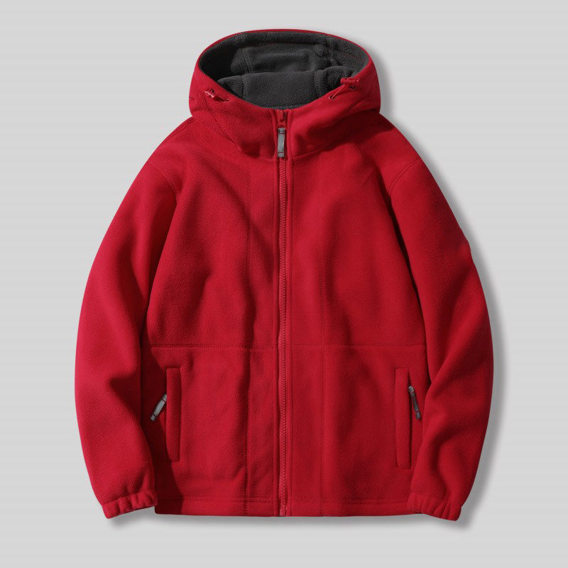 [Best Gift For Him] Men's Double-Faced Faux Fleece Warm Hooded Jacket
