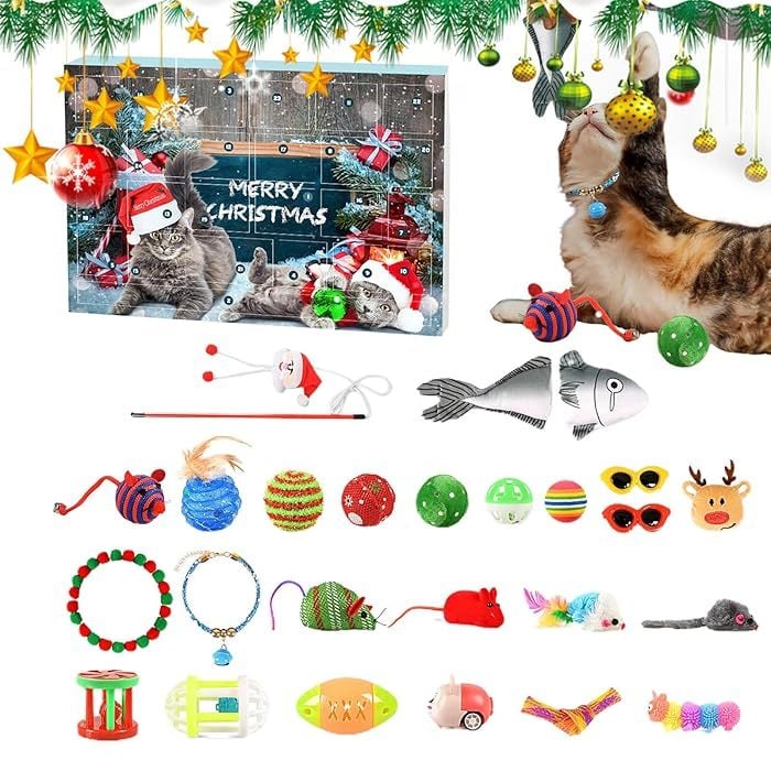 🎁Christmas Sale 49% Off🎄Christmas Countdown Cat & Dog Toys Advent Calendar🐾🥳