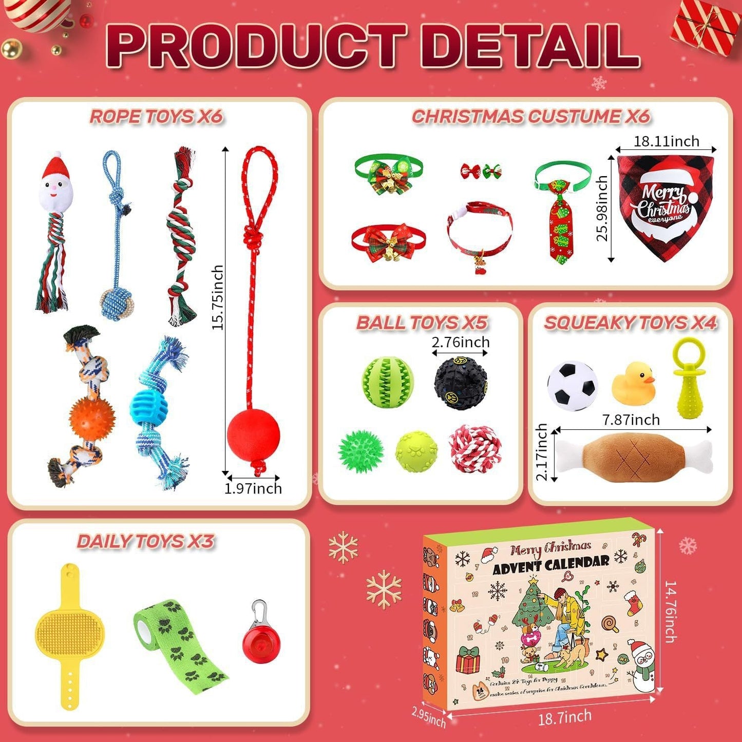 🎁Christmas Sale 49% Off🎄Christmas Countdown Cat & Dog Toys Advent Calendar🐾🥳