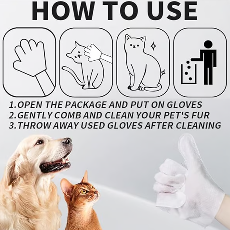 ⏰Last Day 50% OFF💝Convenient Efficient Pet Wash-Free Wipes Gloves