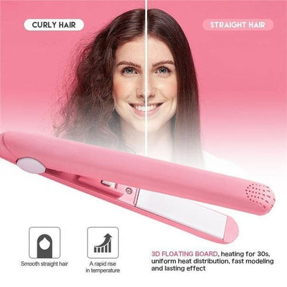 💥Limited time 50% off🔥⚡2-in-1 Mini Curling Wand & Flat Iron Hair Straightener