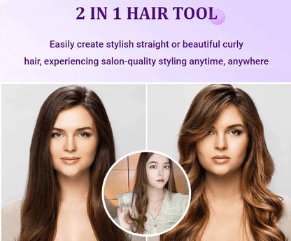 💥Limited time 50% off🔥⚡2-in-1 Mini Curling Wand & Flat Iron Hair Straightener