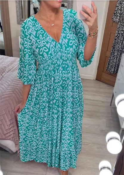 🔥Hot Sale 40% OFF - Free Shipping 💞Bohemian Casual Print V-neck Long Dress
