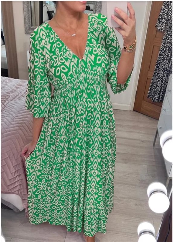 🔥Hot Sale 40% OFF - Free Shipping 💞Bohemian Casual Print V-neck Long Dress