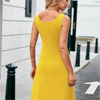 Elegant Sleeveless Round Neck A-line Tank Dress