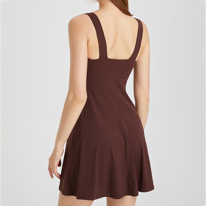 Women’s Casual Yoga Dress with Built-in Bra and Shorts