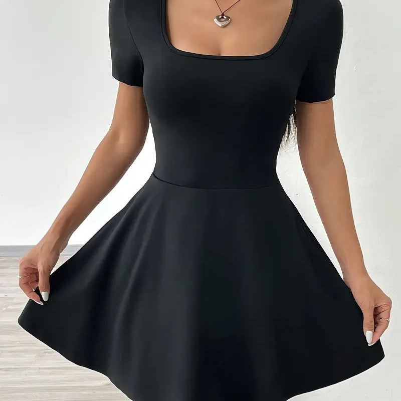 Women's Square Neck A-Line Mini Dress