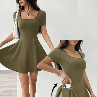 Women's Square Neck A-Line Mini Dress