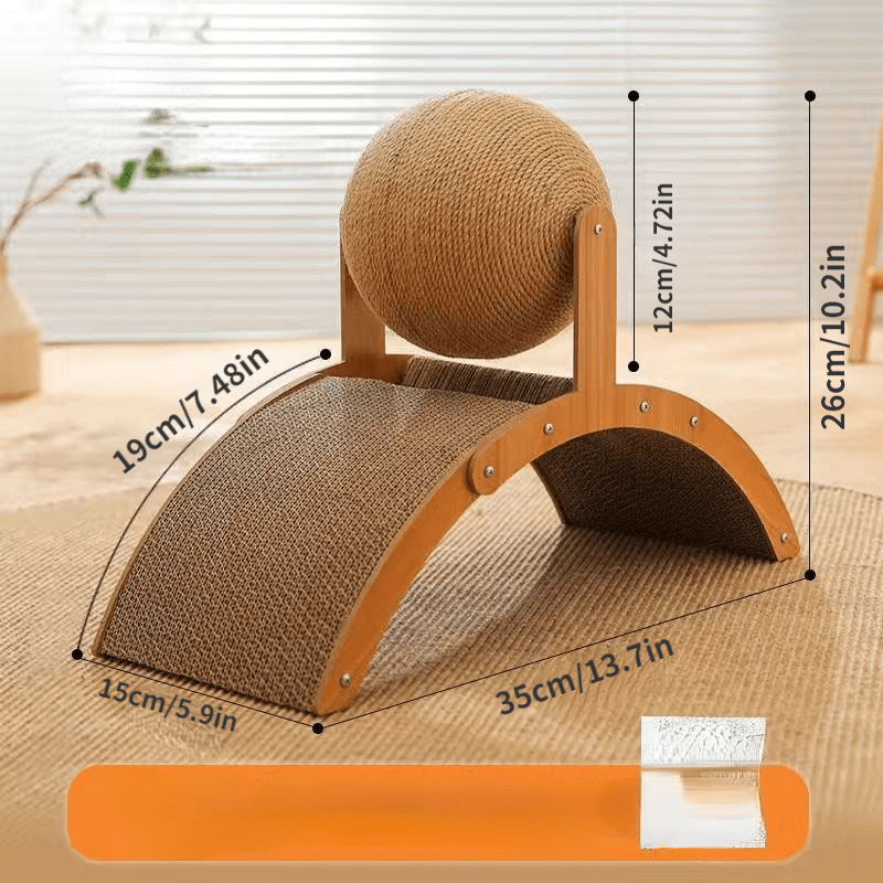 🐱 50% OFF NOW! 💖 Natural Sisal Cat Scratching Ball With Cardboard Pad – Satisfies Scratching, Durable Sisal & Protects Furniture 🧶
