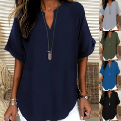 Fashion Loose Solid Color Short Sleeve Top