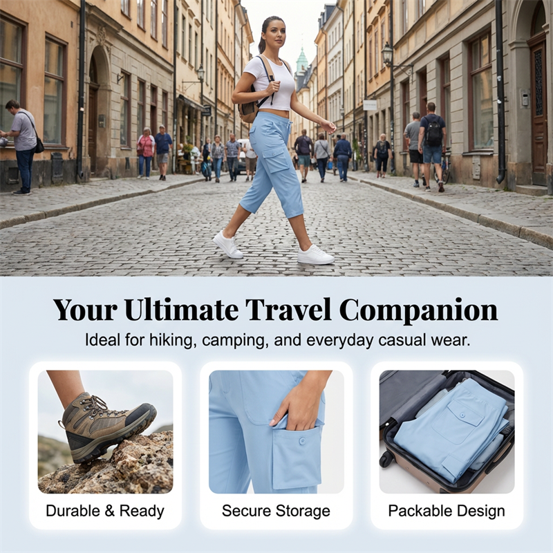 🌸LAST DAY SPECIAL PRICE!!🌸Womens Lightweight Capris Daily&Travel Quick Dry Cargo Pants with 6 Pockets ✈️👖Adventure-Ready Comfort And Style 🌿
