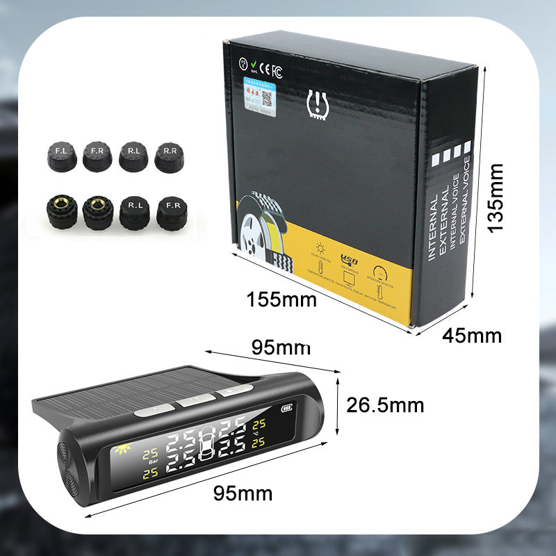 🔥HOT SALE 50% OFF✨Solar Real-Time Four-Wheel Display Tire Pressure Monitor