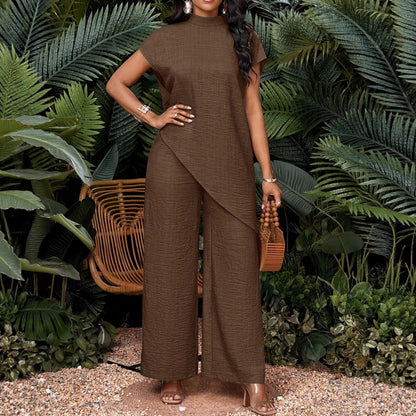 🌸Spring & Summer Sale👚Women's Asymmetrical Hem Top & Pants 2-Piece Set