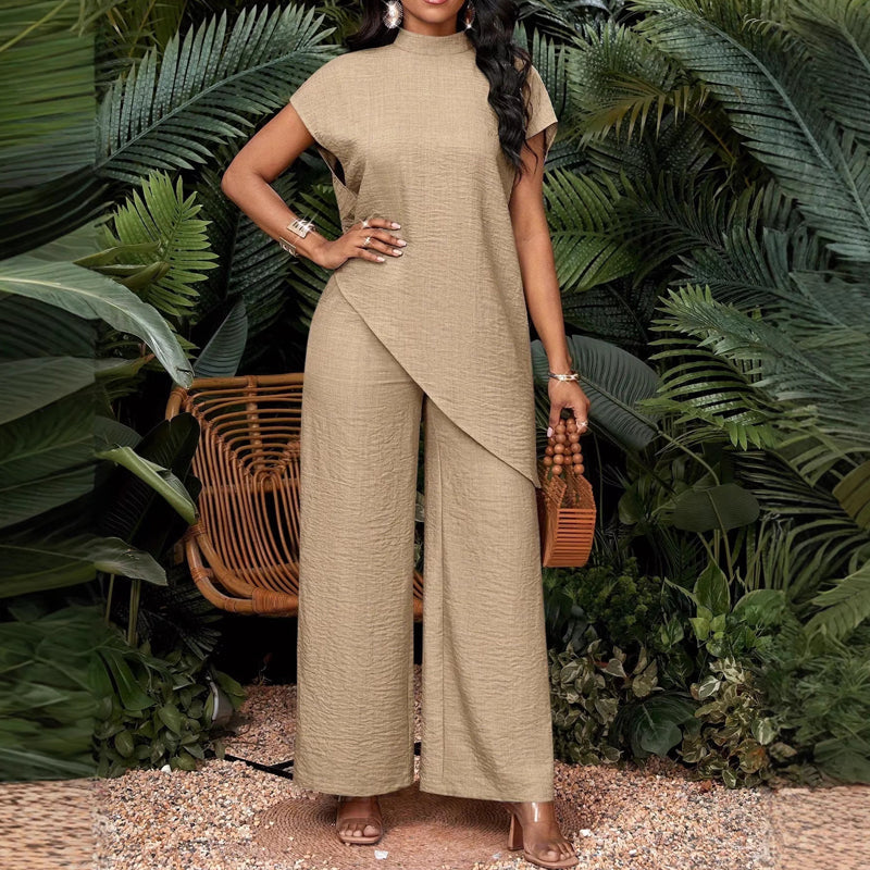 🌸Spring & Summer Sale👚Women's Asymmetrical Hem Top & Pants 2-Piece Set