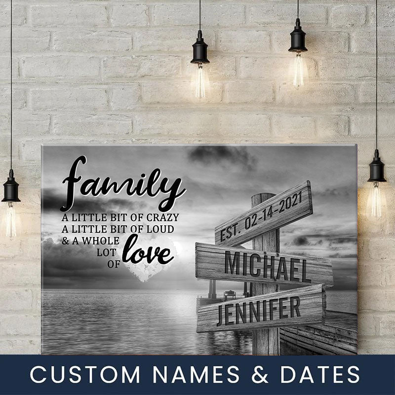 ❣️DIY Your Family Names❣️ Premium Canvas Poster -River Pier A Little Whole Lot of Love