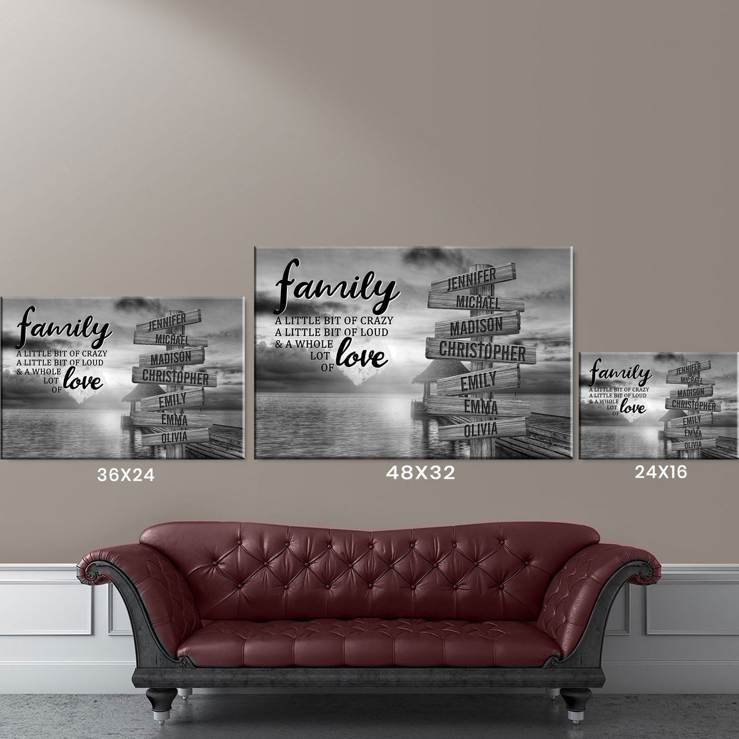 ❣️DIY Your Family Names❣️ Premium Canvas Poster -River Pier A Little Whole Lot of Love