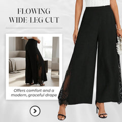 Women's Floral Lace Wide Leg High Waisted Trousers
