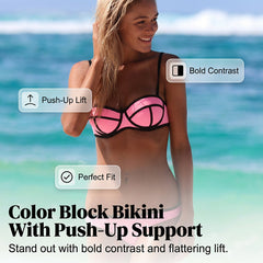 🏖️HOT SALE🏖️Ladies Sexy Color Block Bikini Set